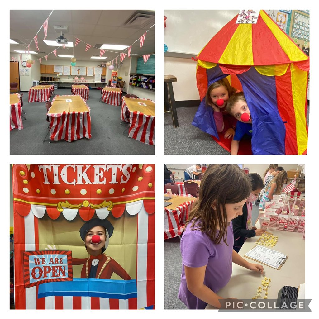 GoshenCreek's tweet photo. Third graders didn’t even have to leave Goshen to experience the circus! #multiplicationcircus #roomtransformation #bethewildcard #gcessuperheroes https://t.co/jMiJO6vVgw