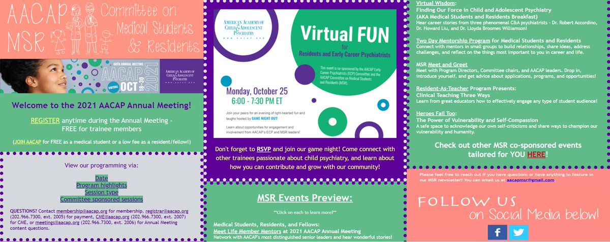 #AACAPAM21 Live is just a few days away😍

#MedStudentTwitter #PsychResChat #AACAP members don't forget to register for FREE &amp; check out all the great sessions from amazing #PsychTwitter #CAPTweet mentors🤩

Lear more bit.ly/3aXFXgL