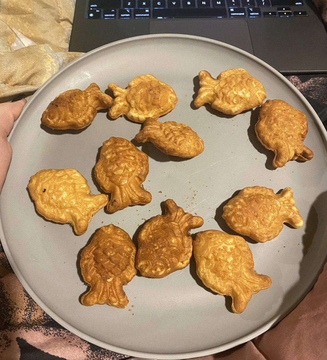 when we went to costco to get water, i saw these tiny taiyaki and couldn’t resist 😩 a few minutes in the air fryer and they’re perfect