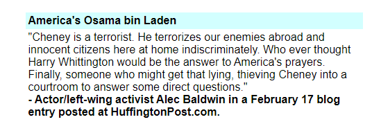 Baldwin on Cheney hunting accident
