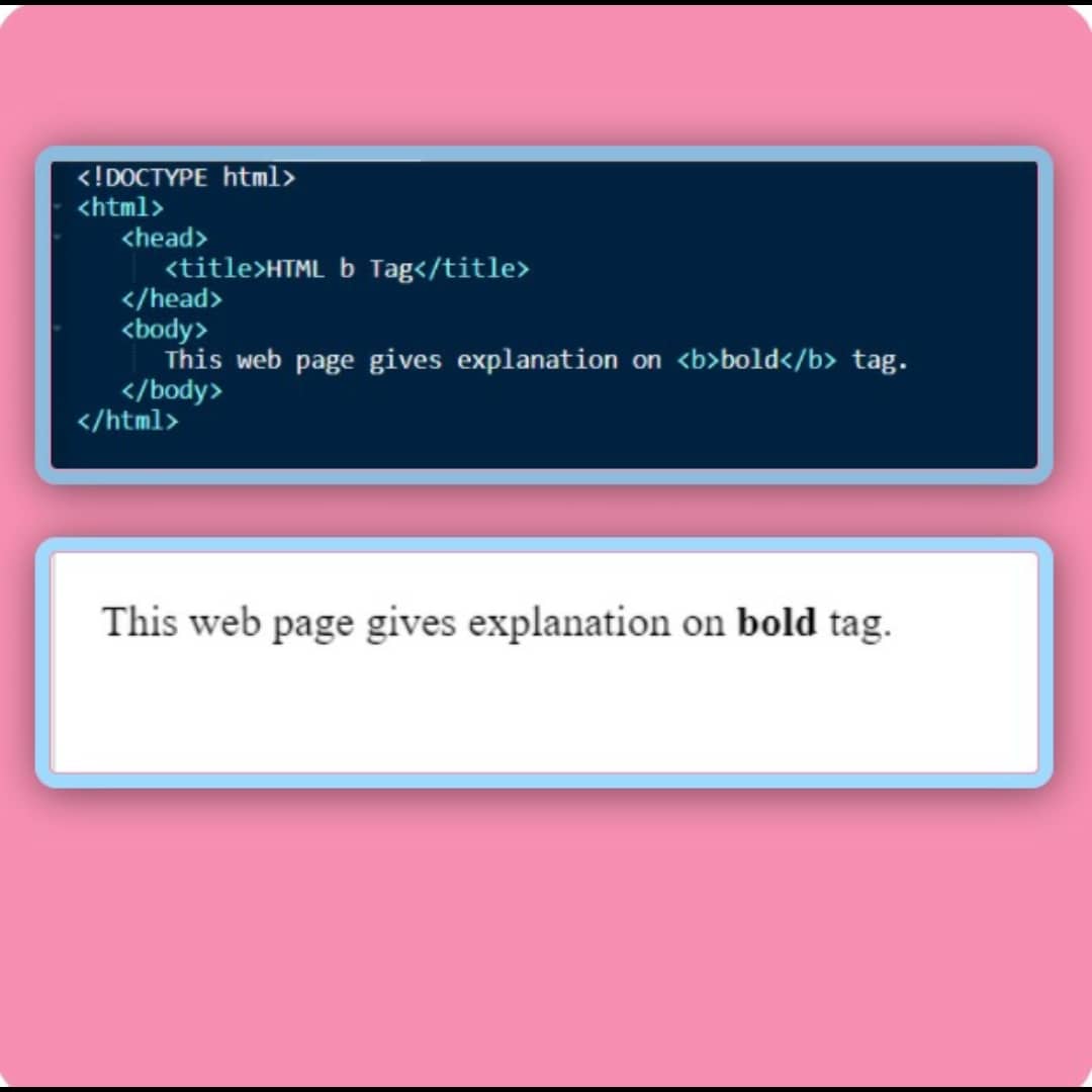 Bhavnaj95557327's tweet image. HTML BOLD TAG
#basichtml #css #javascript #htmltags #htmlelements #htmlboldtag #htmlbold #htmlboldfont #bold #boldtag
instagram.com/p/CVRpFfzFRfE/…