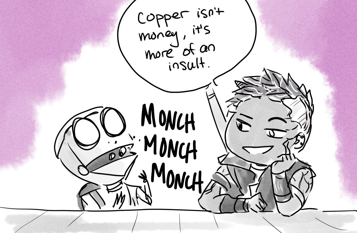 TriaElf9's tweet photo. This is a DnD mood for sure XD (also how I think of one yen coins, but that's for another day). A good cronchy meal at least ^_^
 #CriticalRole #CriticalRoleSpoilers https://t.co/V6eMNT79Rz