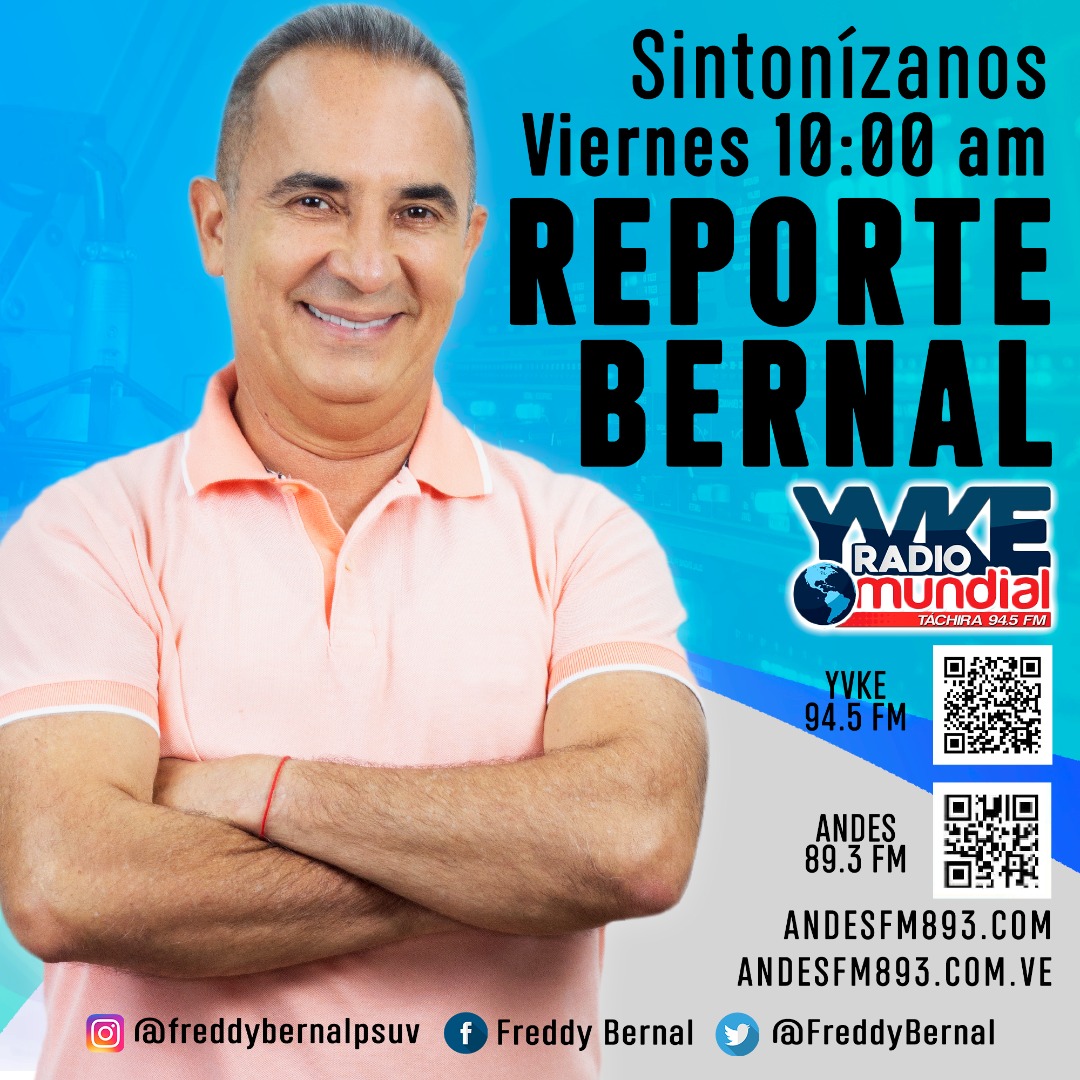 Mi gente, los invito mañana #Viernes #22Octubre a partir de las 10:00 am a sintonizar mi programa #ReporteBernal transmitido por <a href="/YvkeTachira/">Yvke Tachira</a> 94.5 FM. 

¡No te lo puedes perder, porque estará buenísimo! 

#AmemosAlTáchira💛🖤❤️