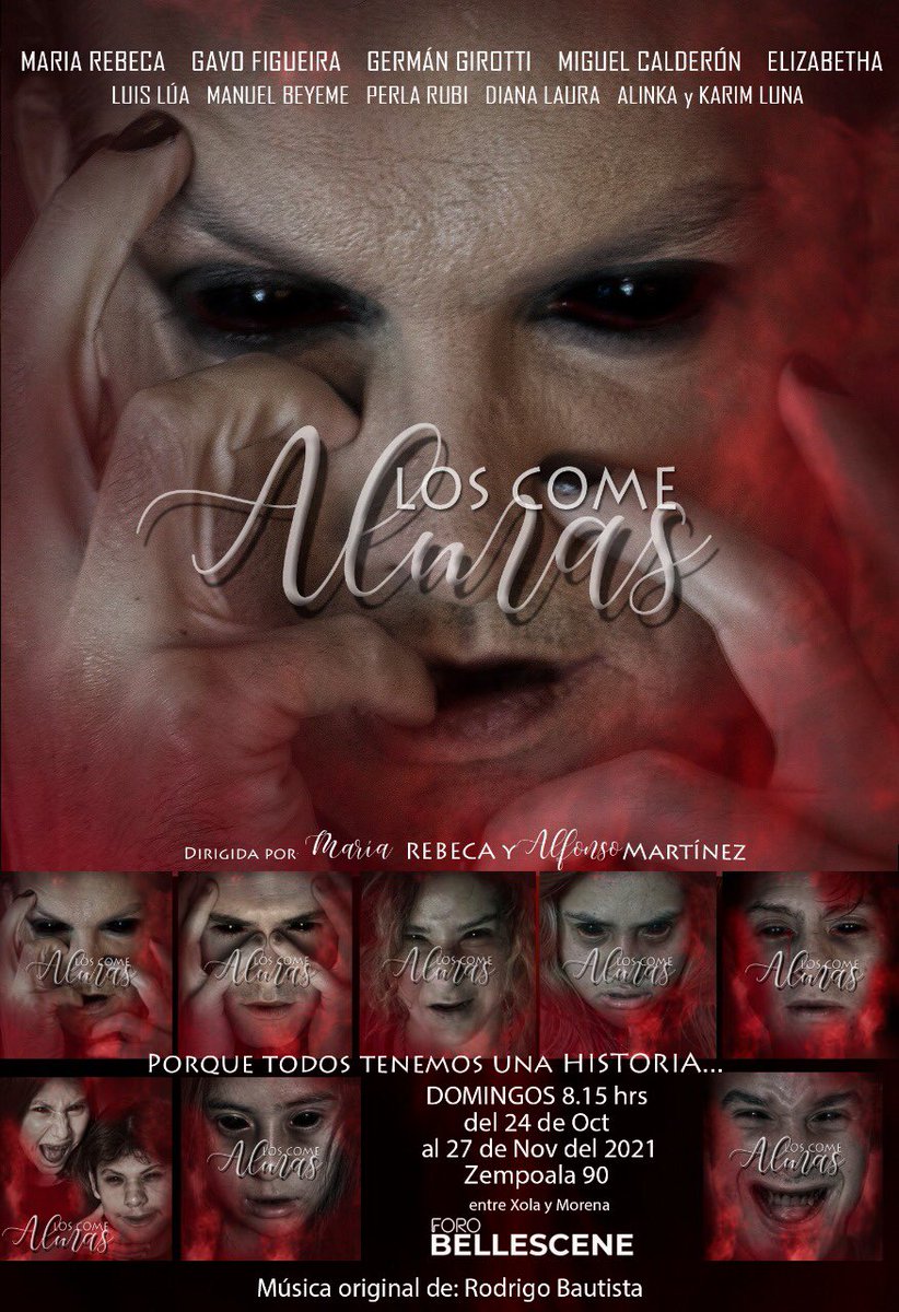 Ponchote's tweet photo. Este domingo a las 20:15 hrs me encantaría que nos acompañaran en el estreno de #LosComeAlmas en @ForoBellescene ! Con @mariarebecazep @GerGirotti @GavoFigueira y varios más! https://t.co/TWAdziYyTJ