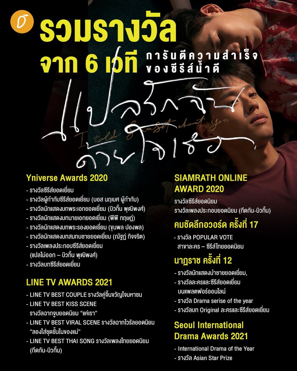 พอรวมรางวัลมาแบบนี้ อึ้งเหมือนกันนะ ซีรีย์แค่ 5 ตอนที่ฉายในแพลตฟอร์มออนไลน์ มาได้ไกล และประสบความสำเร็จขนาดนี้ สุดยอดมากจริงๆ 👏🏻👏🏻
#แปลรักInSeoulDay3
#แปลรักฉันด้วยใจเธอ 
#บิวกิ้นพีพี