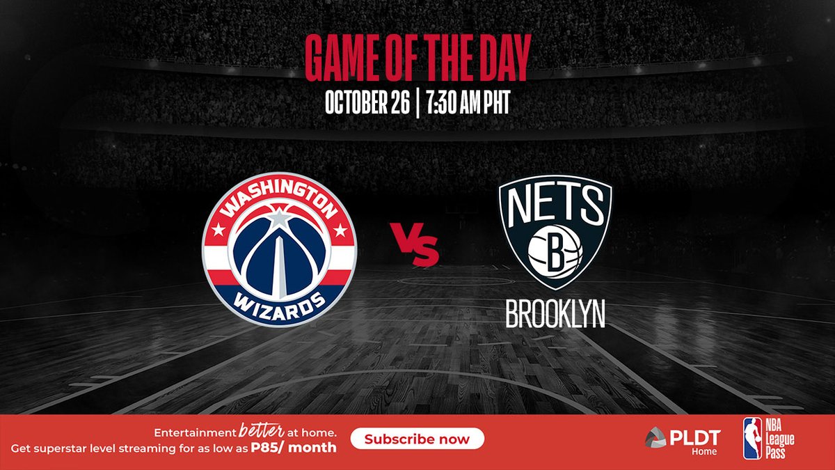 PLDTHome's tweet photo. Thrilling Tuesday with the Washington Wizards against the Brooklyn Nets!

Experience the superstar-level #NBA75 streaming at home with PLDT Home’s NBA League Pass. Visit https://t.co/g8UgOqIJIe and subscribe now! #PLDTHomeNBA75 https://t.co/z7PM6UGcYO