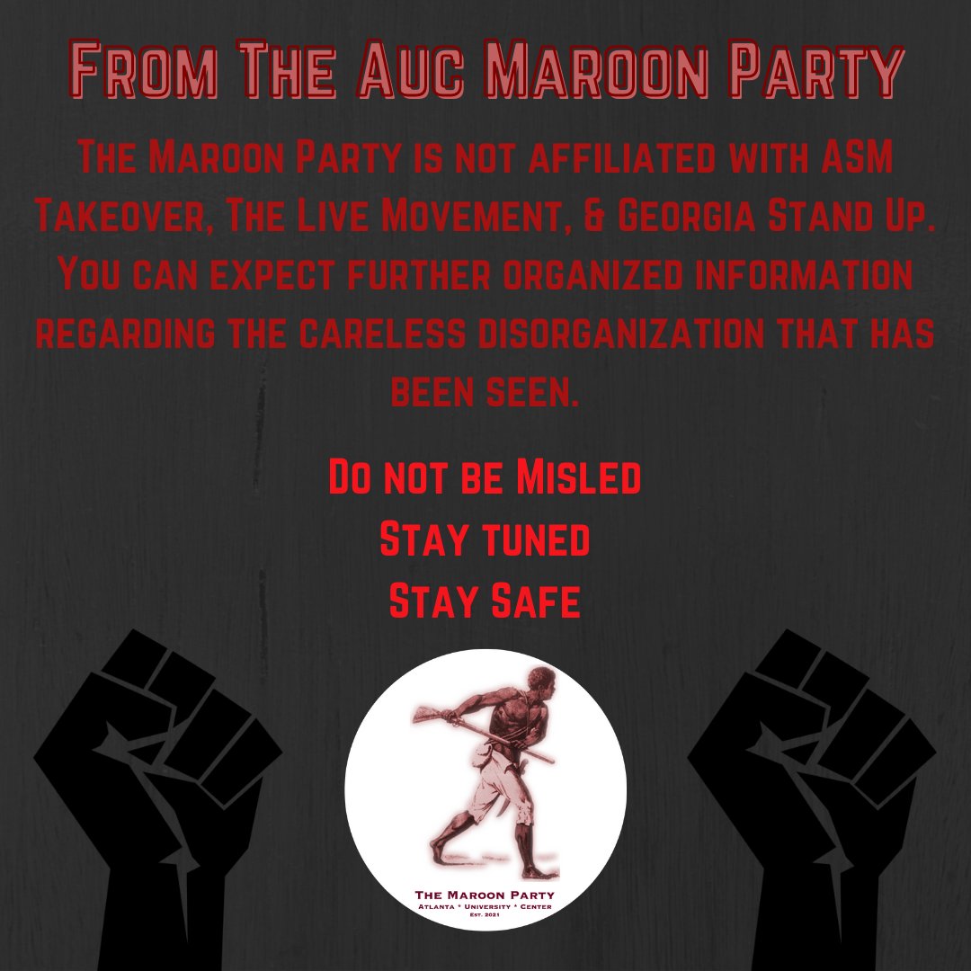 aucmaroonparty's tweet photo. As an organization geared for justice and liberation, we cannot stand idly by when others are complicit in the co-opting of justice. More info will be released very soon. https://t.co/xU95j3Otai