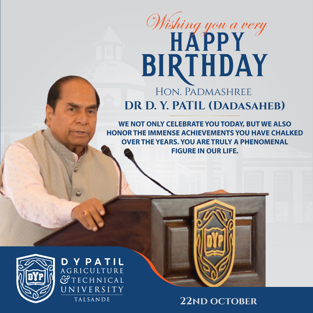 Wishing a very Happy Birthday to Hon. Padmashree Dr D. Y. Patil (Dadasaheb) - ( Founder President, D. Y. Patil Pratishthan, Former Governor of Bihar, West Bengal and Tripura ).✨🎊

#dypatil #birthday #wishes #DYPatiluniversity   #dypatu #dyptalsande #dypgroup #dypgroupkolhapur