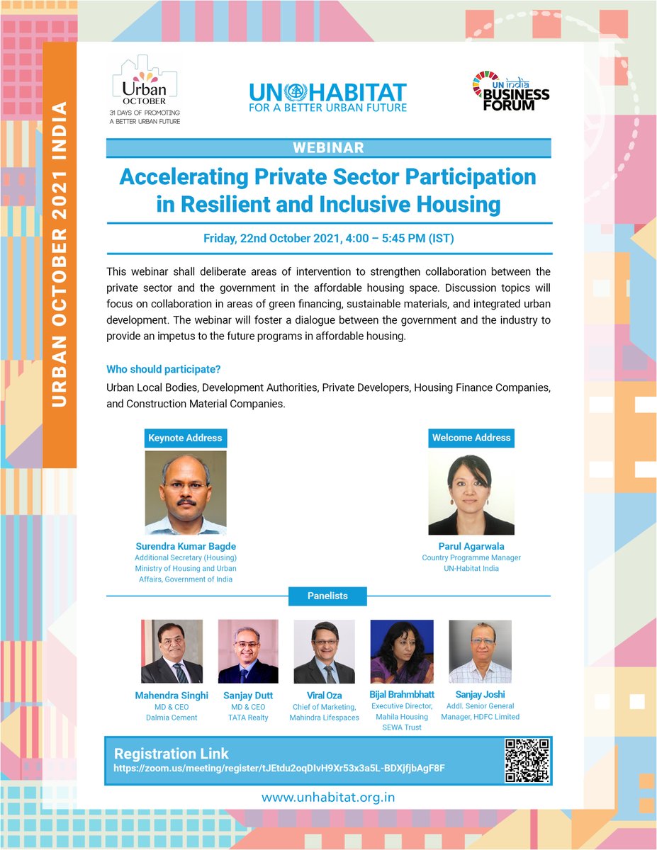 Come &amp; listen to the eminent speakers of today's Webinar on #affordablehousing and #greenhousing industry in India. Join at bit.ly/3ngmJIH @ 4pm. Keynote Address by the Additional Secretary (Housing), <a href="/MoHUA_India/">Ministry of Housing and Urban Affairs</a> followed by panel discussion by Leaders of Private Sector