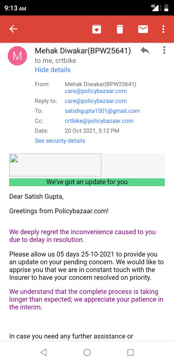092Ayush's tweet photo. @policybazaar
@UnitedIndiaInsu
I am sharing a proof of policybazaar false promises in ads they are just big talks and in reality they don't want to do the customer work. I have done this policy on 17 September and I need a correction on it but they don't want to do it. https://t.co/oVAcu9m3Wa