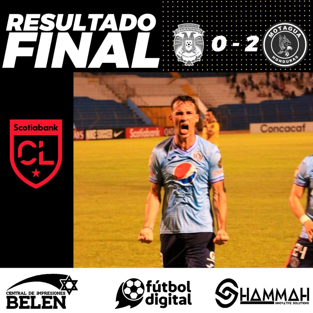 FutbolDigitalHn's tweet photo. 🔚¡Finalizó el Partido!

@motagua 🦅 dio el primer golpe de autoridad y se impuso por un marcador de 2 - 0 vs @cdmarathonhn_oficial 🦖!!

¿Podrá el verde revertir este resultado en la vuelta?

🦖 Marathón 0 vs 🦅 Motagua 2

#Comcacaf #FutbolDigital #Marathon #Motagua https://t.co/TLQpJGB96g