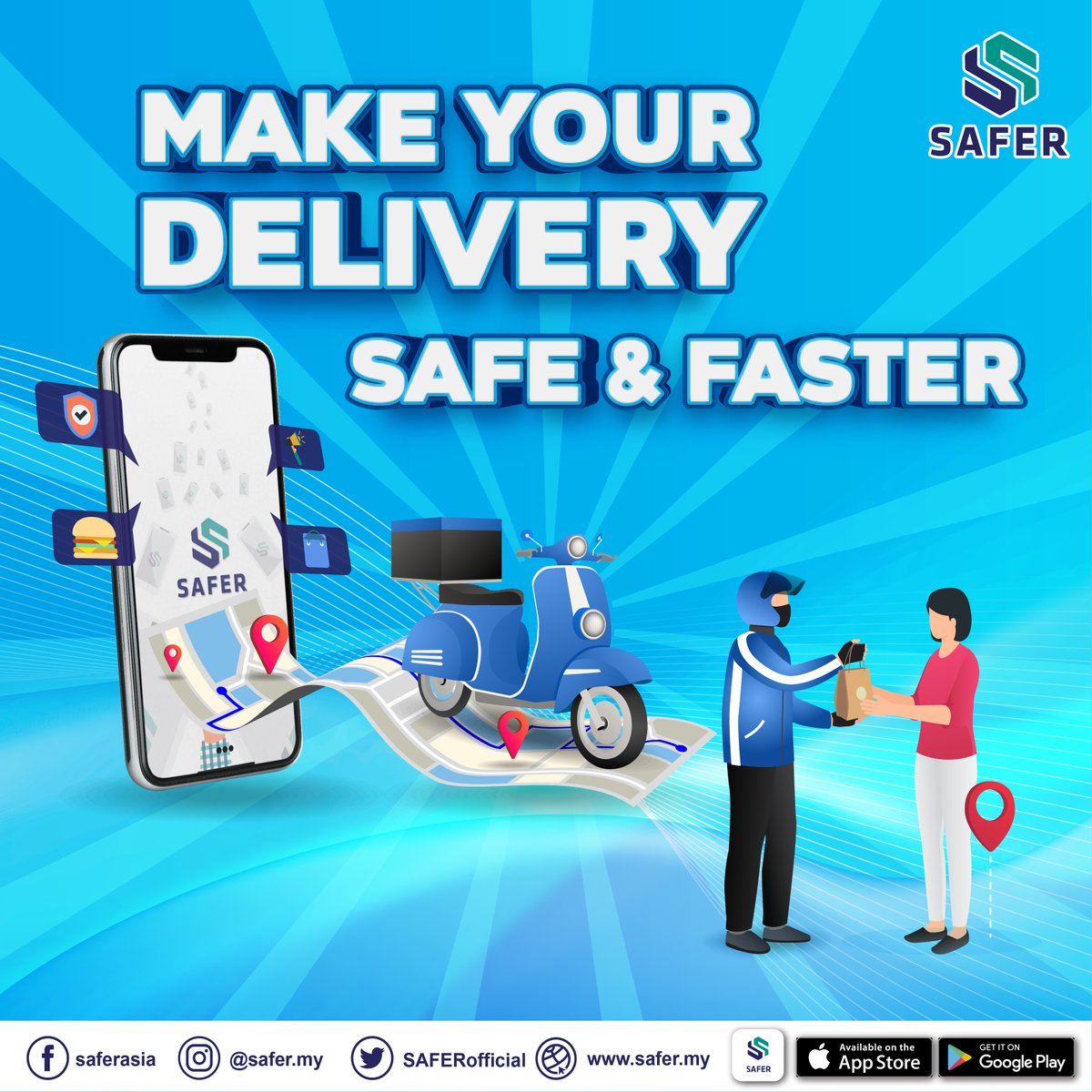 SAFERofficial's tweet photo. @faizulsuermann Hiiii! Kekangan masa untuk delivery makanan kepada pelanggan anda? Jom guna Safer Delivery. Caj penghantaran sangat murah! Boleh register di sini ya https://t.co/4LvRIJsL7p , kemudian download apps Safer User dan "booking" Safer Delivery untuk customer sekarang! Star-struck https://t.co/CfLRuz7oO6
