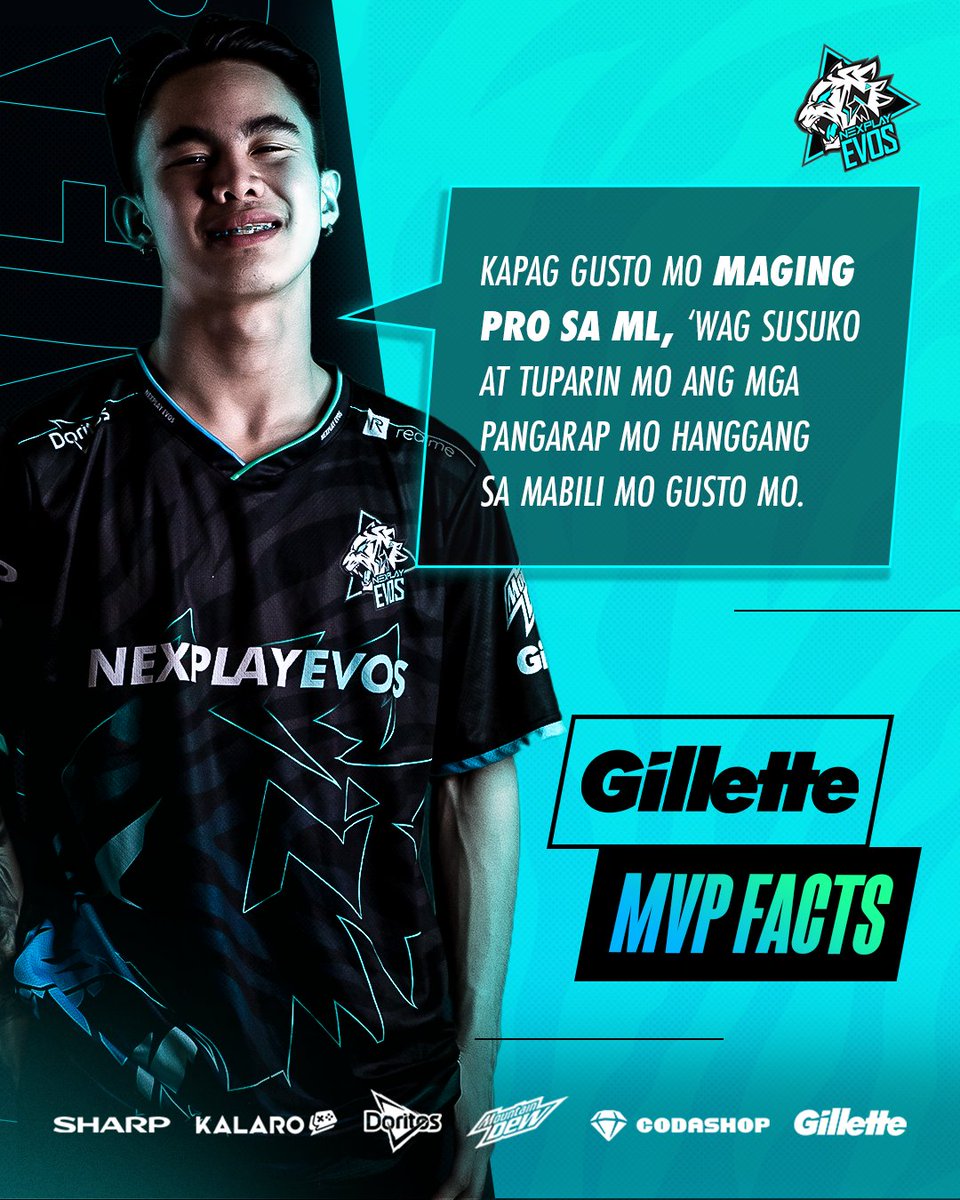 NexplayEsports's tweet photo. If you wanna get to know Renejay more, well here it is!
A fact from a pro and basically a tip as well!
#NexplayEsports #TheNexplayWay #NexplayRoar #OneTeamOneGoal #EVOSEsports #MLBB #Codashop #Sharp #MountainDew #Doritos #Gillette #KALARO https://t.co/5Zro5JxMbg