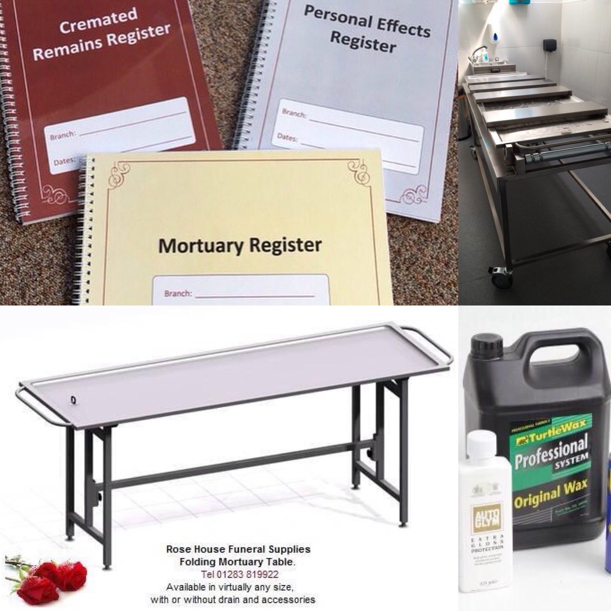 ProductsFuneral's tweet photo. Rose house funeral supplies
Single source suppliers to the funeral profession.
For a copy of our latest catalogue or details of our funeral equipment finance
βοΈ 01283 819922
π https://t.co/rMXyiWWed5
#CoronaVirusUK #nafd_uk #bifd #mortuarytray #bodytray #NHS https://t.co/77VLuQgoPp