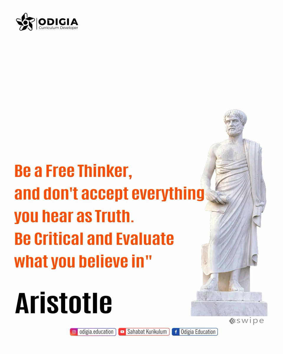 Odigia_edu's tweet photo. Be a Free Thinker, and don't accept everything you hear as Truth. Be Critical and Evaluate what you believe in

Aristotle

©️Odigia Curriculum Developer

Follow FB https://t.co/rXDneExh4R… 
Follow IG https://t.co/XOjvvkSUPS… 
Subscribe YT https://t.co/xJhN5VTlhE… https://t.co/tp5D2qbHUf