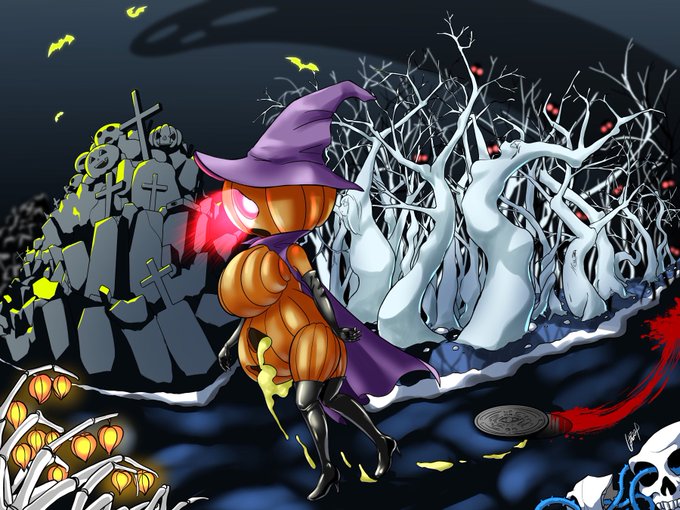 ③ 泣きながらさまようおばけの国は不気味で真っ暗で、帰り道も行き先も何もありませんでした。
妖しい光を放ちながら歩くその姿は、どう見ても人には見えません。 