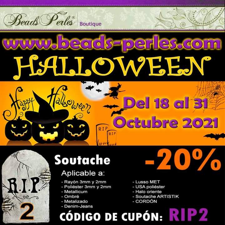 BeadsPerles's tweet photo. 🎃Halloween🎃 se acerca y como siempre en https://t.co/a6gQpFjf93 lo celebramos con descuentos de hasta el 100%!!!
👀 Del 18 al 31 de Octubre de 2021
Condiciones aquí:
https://t.co/QeR6pJabfr

Feliz Halloween!
#BeadsPerles #Halloween #Descuentos #Regalos #Soutache #Miyuki #Delica https://t.co/IqnKEA3QAk