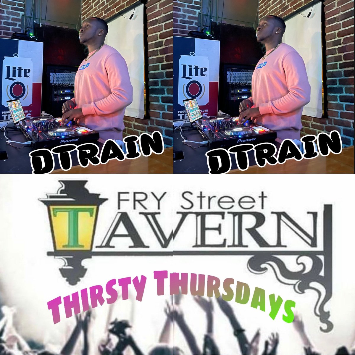 #ThirstyThursdays at <a href="/FryStTavern/">Fry Street Tavern</a> #dtrain  is in the Mixx , so let’s dance till close . #frysttavern #frystreettaverndtx #meangreenfootball #unt #twu #frystdances #denton2night #nctcdenton  <a href="/kyleb_howell/">Kyleb Howell</a>