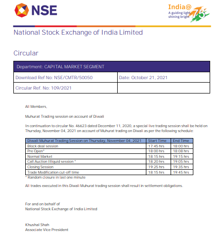 Pravesh Gour (@praveshgr) on Twitter photo #NSE to conduct #Muhurat trading on #Diwali day i.e. 4 Nov starting 6.15pm
nseindia.com/resources/exch…
<a href="/SwastikaInvest/">Swastika Investmart</a> #NSE to conduct #Muhurat trading on #Diwali day i.e. 4 Nov starting 6.15pm
nseindia.com/resources/exch…
<a href="/SwastikaInvest/">Swastika Investmart</a>