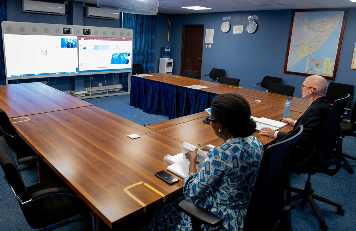 UNSomalia's tweet photo. A group of #Somalia's intl. partners were pleased to meet this week with representatives from @SomaliPM and the country's #FEIT and #SEITs to discuss efforts to ensure the Upper House #elections are concluded quickly and the process for the House of the People vote starts soon. https://t.co/KMjKXw6Voh