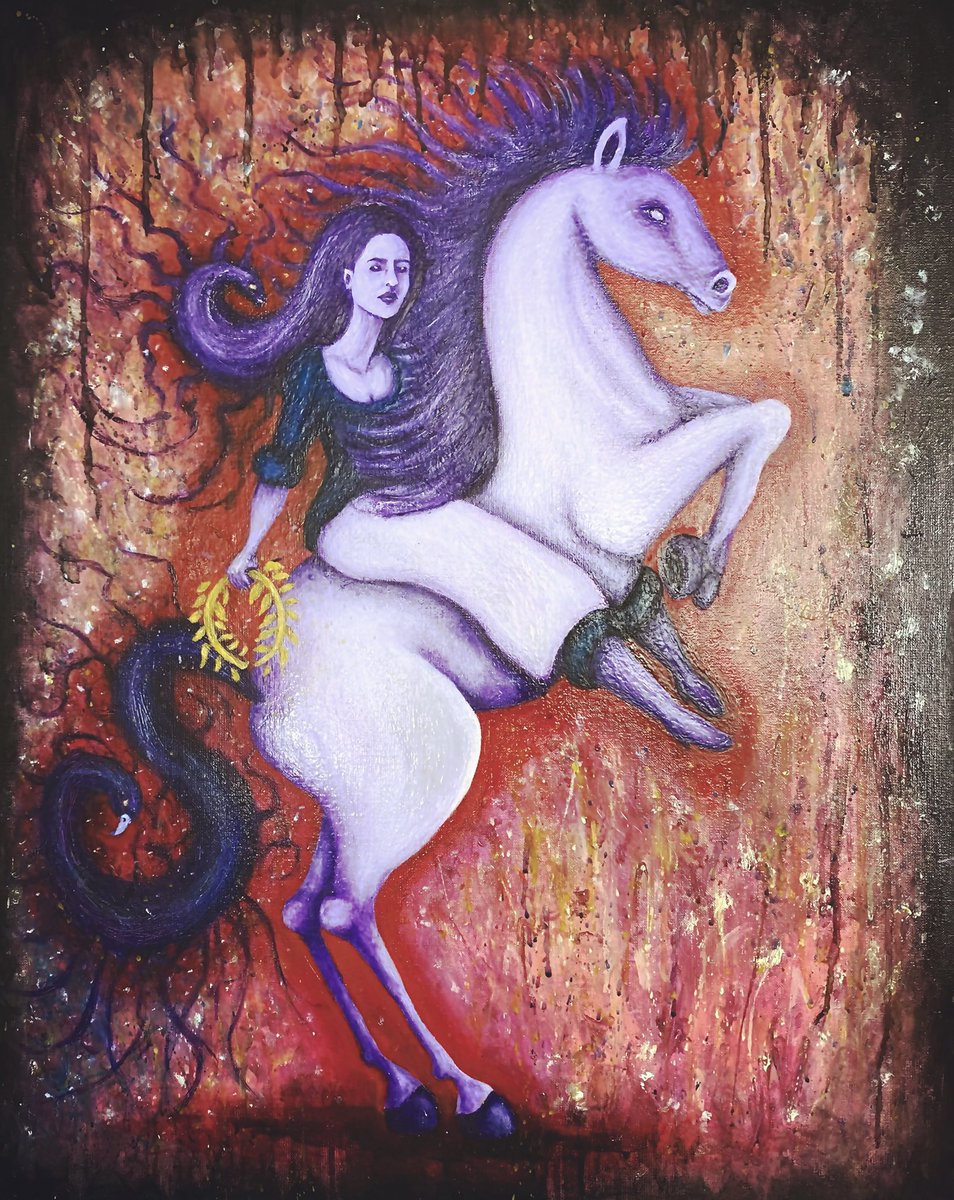 SoniaHivert's tweet photo. #art #painting #paintingart #peinture #artwork #arte #artfiguratif #figurativeart #outsiderart #strangerart #fantasyart #artsingulier #oilpainting #peinturealhuile #soniahivert #peinturealhuile #cheval #horse #woman #womanartist #femme #horsewoman #cavaliere #girlpower https://t.co/4ZANsJpQwJ