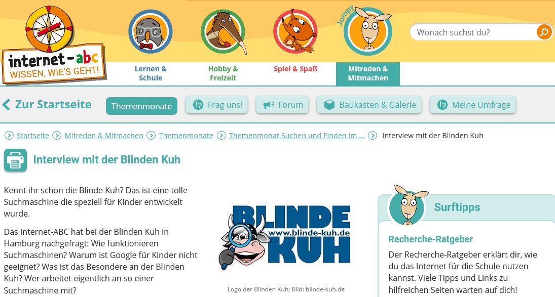 Blinde_Kuh_eV's tweet photo. Für ihren Themenmonat #Kindersuchmaschinen hat das Internet-ABC hat uns (virtuell) in St. Pauli besucht und erklärt Kindern im Themenmonat "Suchen und Finden im Netz", wie wir arbeiten: https://t.co/poMM4D4czz
#InternetABC #Kindersuchmaschinen #Kinderseiten
@inigamm https://t.co/Wwx9QnaA4G