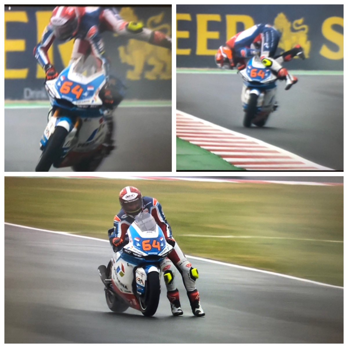 AcroBo Bendsneyder met een wereldsafe in Misano. 😅 #EmiliaRomagnaGP #Moto2 <a href="/bobendsneyder/">Bobendsneyder</a>