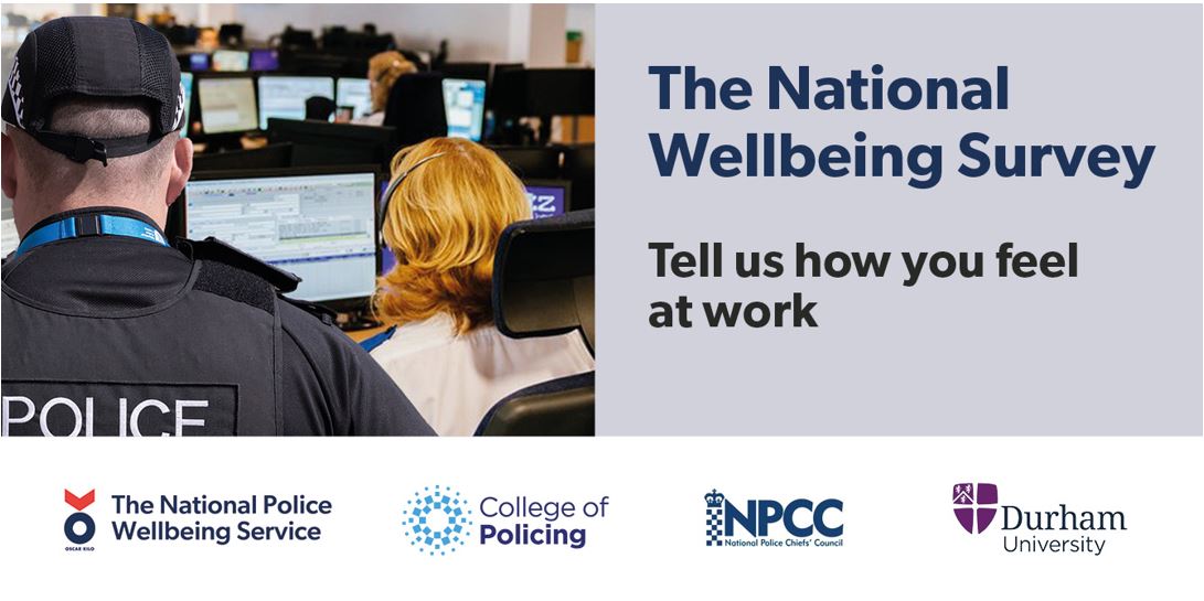 📢 The #NationalPoliceWellbeingSurvey opens on Monday! 

It’s critical we understand how people are feeling so we know what we need to work on - so keep an eye open for the link on your force intranet and make sure you have your say 👍

 <a href="/PoliceChiefs/">National Police Chiefs' Council (NPCC)</a> <a href="/CollegeofPolice/">College of Policing</a>