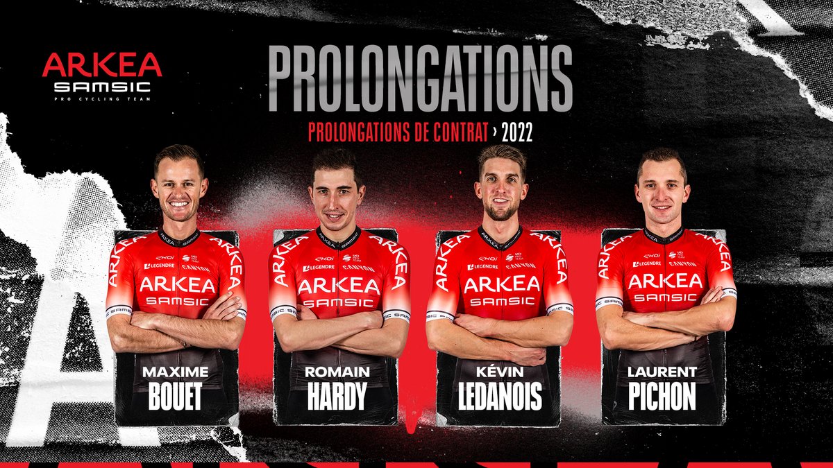 𝐏𝐫𝐨𝐥𝐨𝐧𝐠𝐚𝐭𝐢𝐨𝐧𝐬 𝐝𝐞 𝐜𝐨𝐧𝐭𝐫𝐚𝐭𝐬 pour quatre de nos français 🤝

Maxime Bouet, Romain Hardy, Kévin Ledanois et Laurent Pichon prolongent l'aventure en 2022 ! 🥰

👉 team-arkea-samsic.fr/prolongations-…

#ArkéaSamsic
