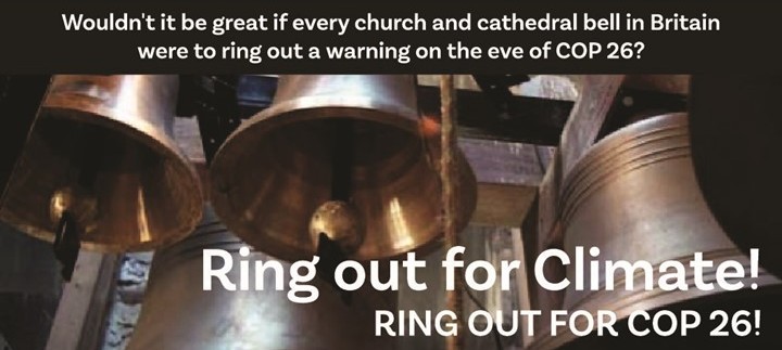 churchscotland's tweet photo. πOn Saturday 30, on the eve of #COP26 churches across the UK are being encouraged to ring their bells for 30 minutes from 6pm.π
Bells are associated with the call to worship and celebrations but they also have another historic function: to ring out warning. #RingOutForCOP26 https://t.co/e4ij2OCwSj