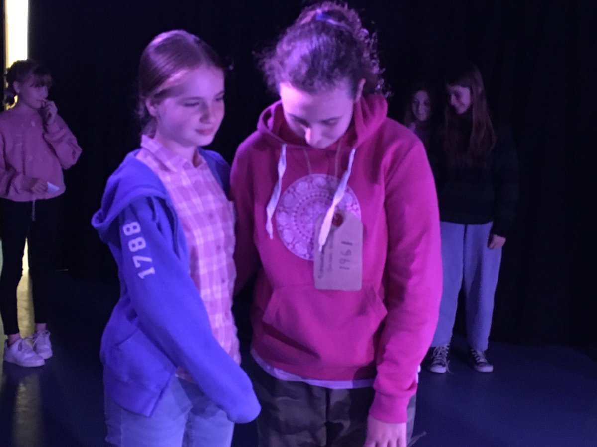 WKGS_Theatre's tweet photo. Year 7 have been evacuated to safety today in Ms Halliday's class. Some wonderful characters in role and improvisation skills. Well done! #roleplay #evacuee #teacherinrole #Dramalesson @WKGS_Theatre @WestKirbyGS https://t.co/4Q0z3uphF9