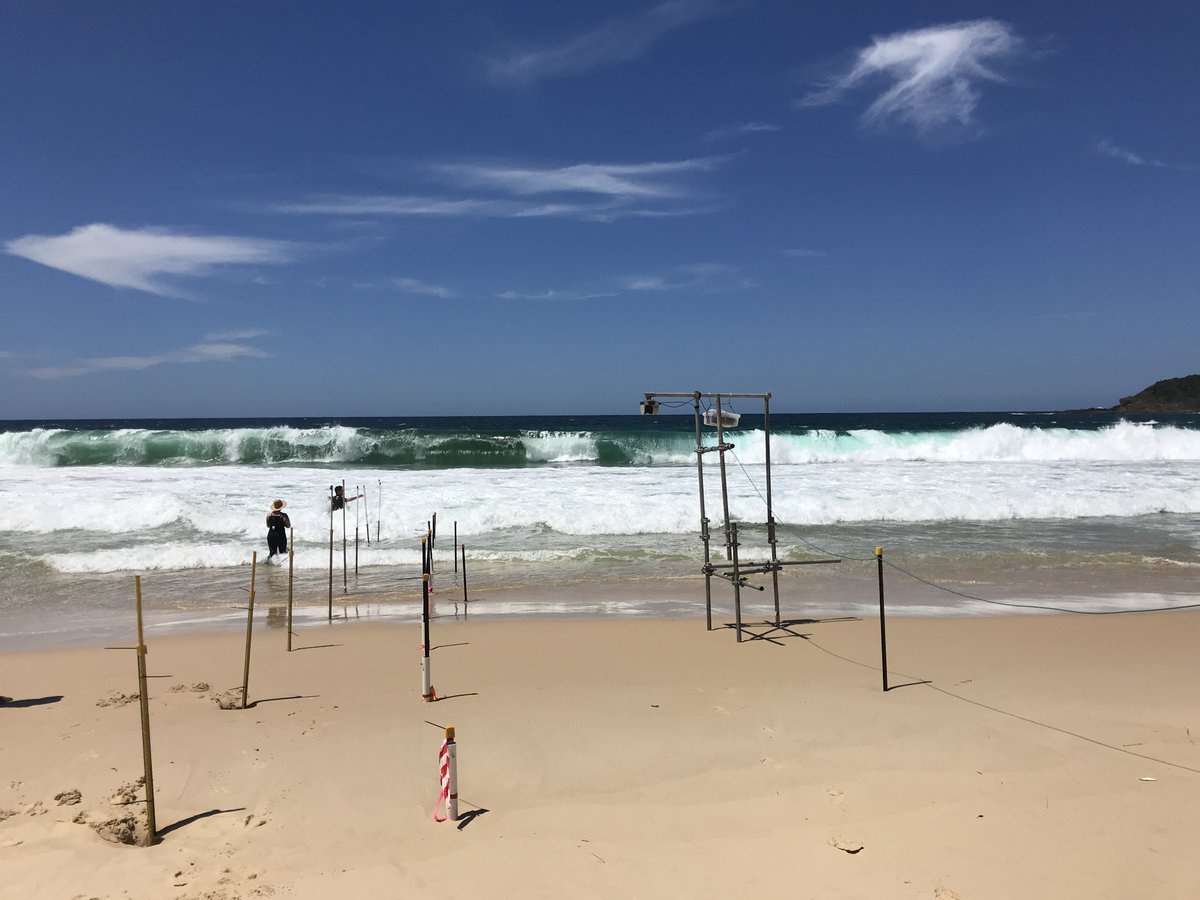 rosey_hart's tweet photo. Data, data, data! In this image taken at Elizabeth Beach, there is a lot going on - surveying, collecting MWL measurements from stilling wells, pressure transducers recording depth, and LIDAR capturing water surface elevations. What a busy office! #daysofscience #scienceathon https://t.co/9cWaXeDRqy