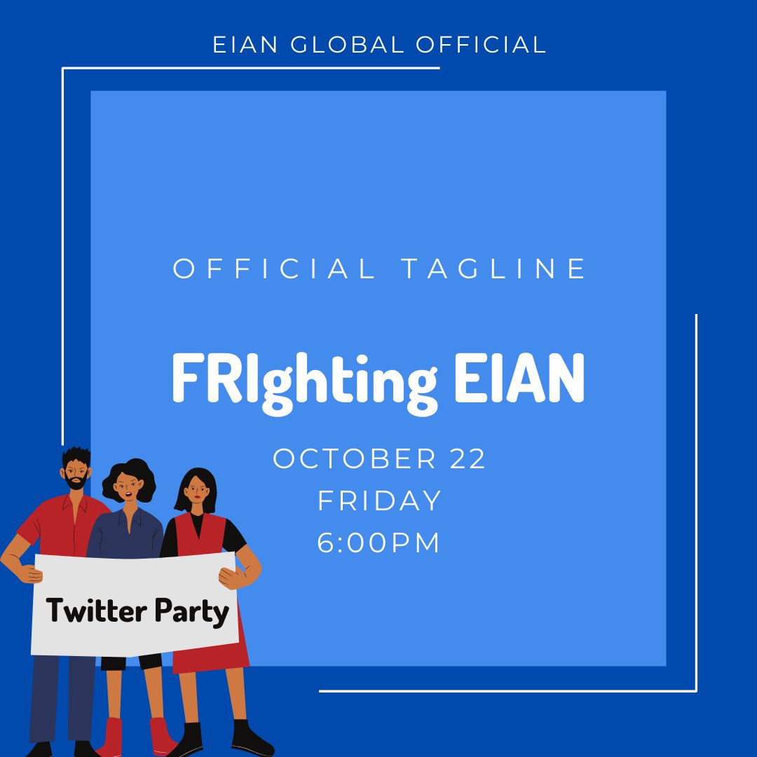 EianTrendsetter's tweet photo. OUR TWITTER PARTY OFFICIALLY STARTS NOW!

Official tagline:
FRIghting EIAN

Reminders:
-No Emojis, Symbols &amp; Digits
-No Double Tagging
-Minimum of three words per tweet
-Engage to all BIG accounts

Tweet • Retweet • Quote • Reply

#EianRances | @EianRances https://t.co/hRa0kJHFOq