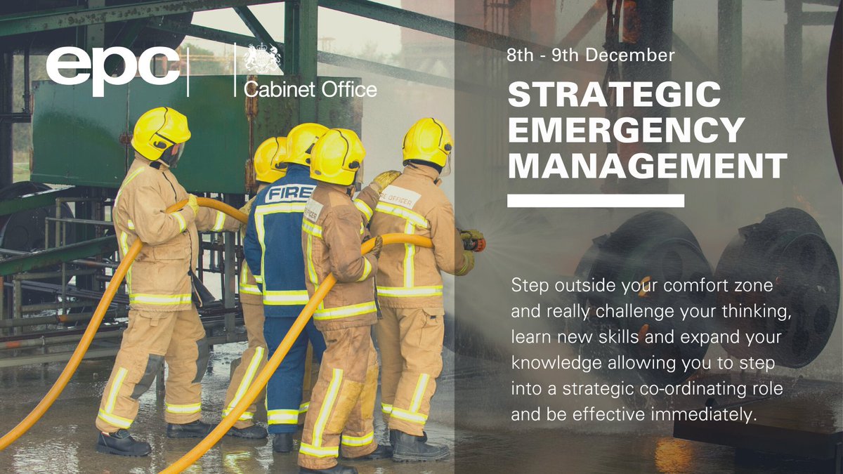 Do you work in a strategic emergency co-ordinating role? Challenge your thinking, learn new skills and expand your knowledge with…
Strategic Emergency Management Course 
epcresilience.com/book-a-course/…
#strategicmanagement #strategicplanning #emergencyresponders #EPCollege
