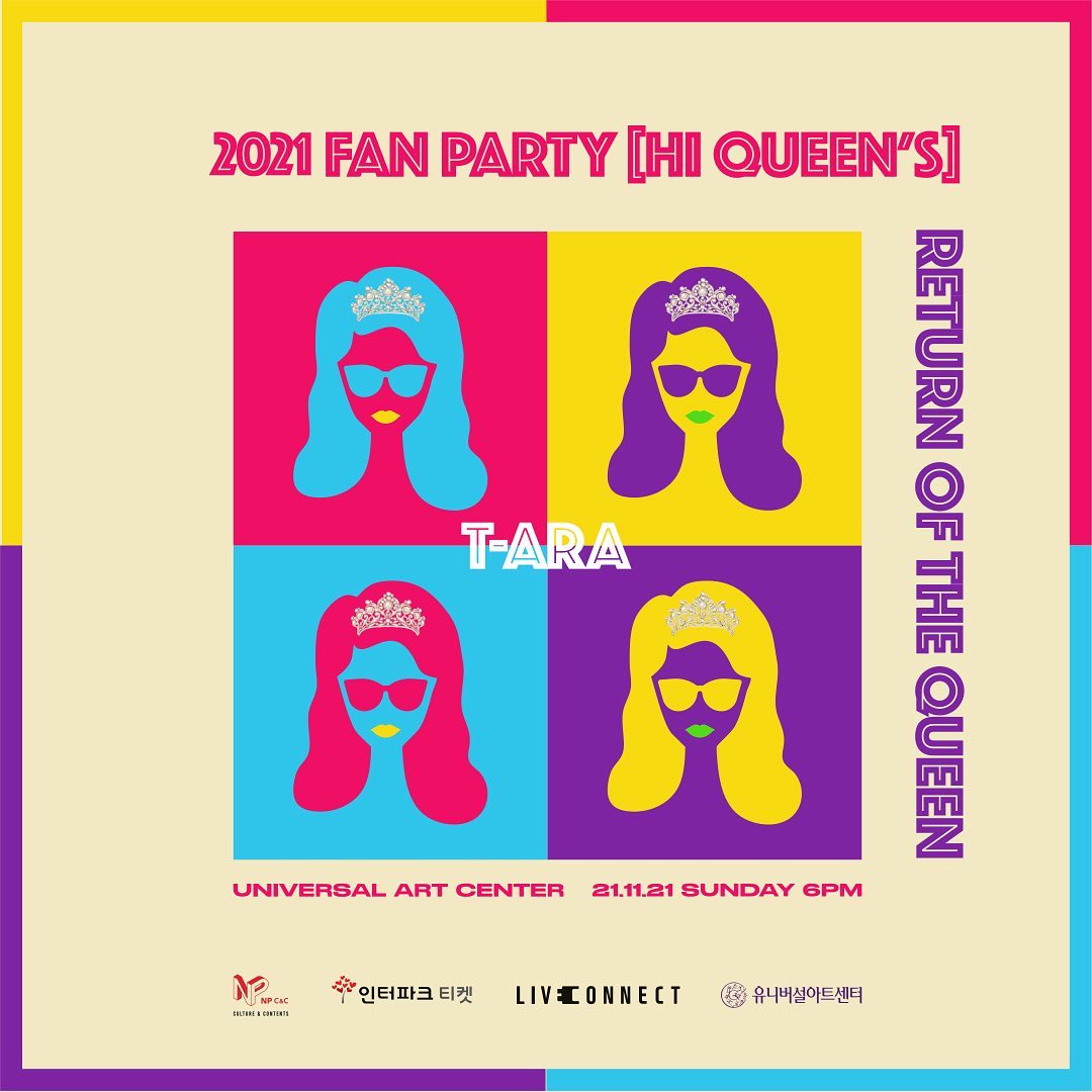 T-ara to hold fanmeet, HI QUEEN’S – RETURN OF THE QUEEN, on November 21st! Tickets will be available to purchase for in-person and online attendance on October 27th, 8 PM KST via Interpark.