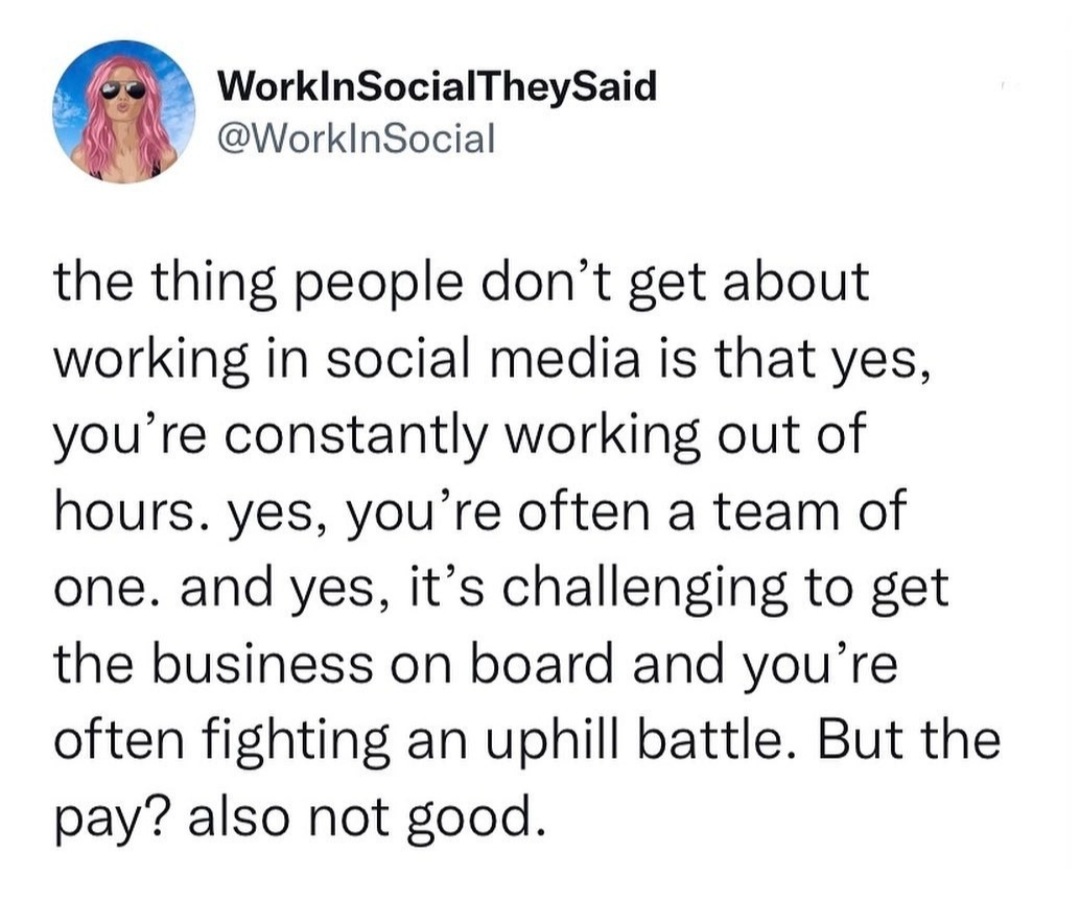 Just a selection of v relatable memes from around my socials this week 😅

Ps if you work in social and you don't follow @WorkInSociaI on IG.. treat yourself this Friday morning