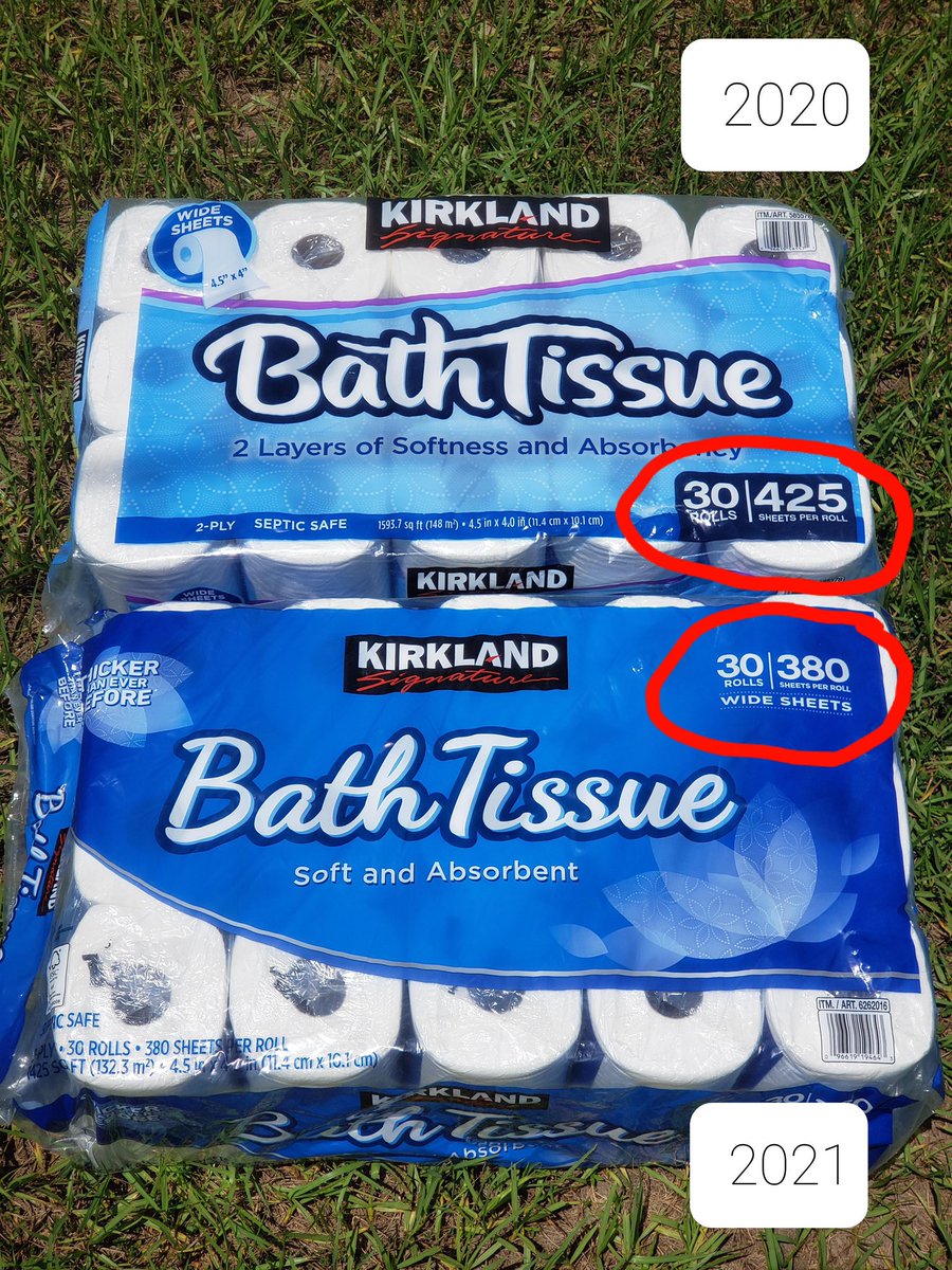 بعض المرات في السوبرماركت نلاحظ بعض المنتجات كأن حجمها اصبح اصغر رغم انها بنفس السعر

هذا الامر يدعى Shrinkflation

يستخدم من الشركات اوقات التضخم حتى تحافظ على نفس سعرها—والسبب:

العميل يركز مع السعر اكثر من تركيزه على الحجم

تنويه: متوقع استخدامها وبكثرة في عام 2022 بسبب التضخم