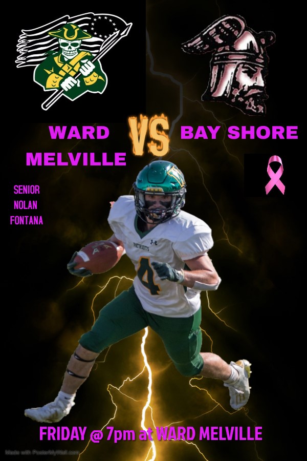 WardMelvilleFB's tweet photo. #SeniorNight tonight at #WardMelville. 7pm kickoff. #WMFB #Patriots #BackOnTrack 🚊@fontananolan @PrussenChris @_kevindolan1 @ZacharyLicavoli @trevormurray56 https://t.co/s0XOvbxxQo