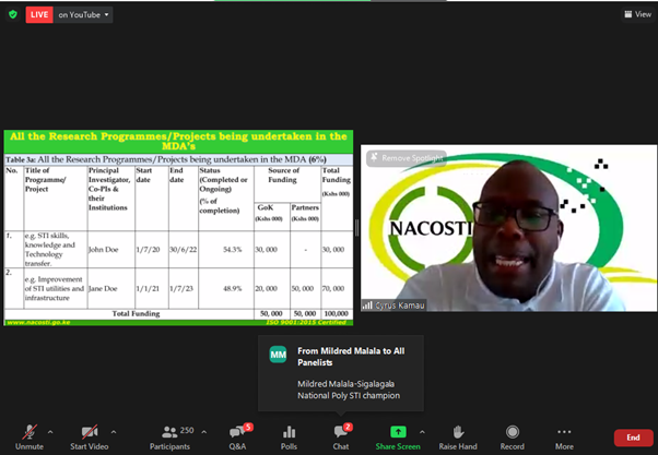 nacosti's tweet photo. Virtual Sensitization on STI Mainstreaming Indicator for Performance Contract FY 2021/2022 to TVETS (Polytechnics, Technical Institutes and Institutes of Technology) and MDAs with distinct research and technology development centres/units/activities/budget https://t.co/TxUzf7wLbD