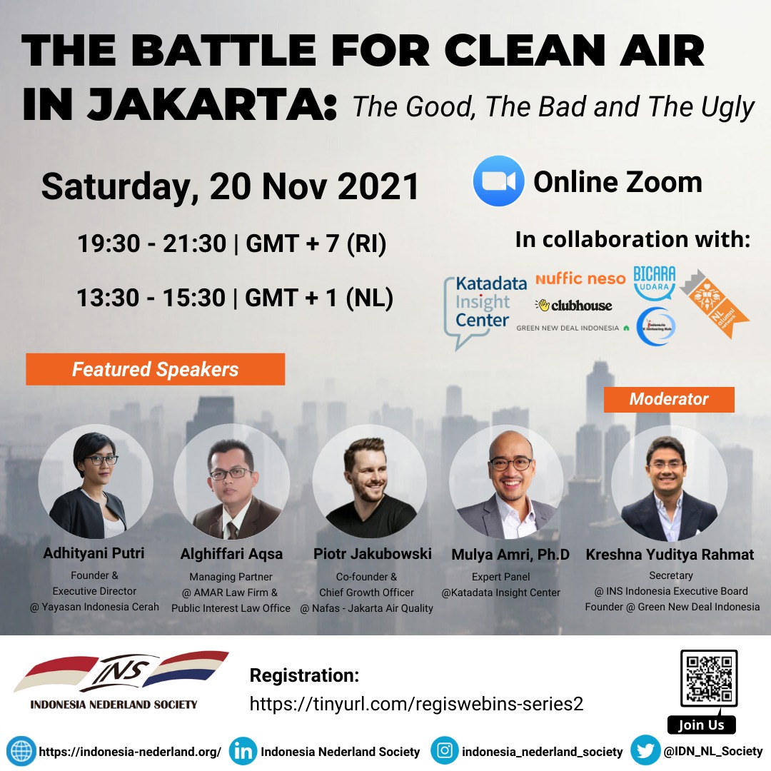 We are pleased to host our second #INSWebinarSeries about "The Battle for Clean Air in Jakarta City: The Good, The Bad and The Ugly." Please come and join us on Saturday 20 November 2021 at tinyurl.com/regiswebins-se… or Scan the QR-Code.