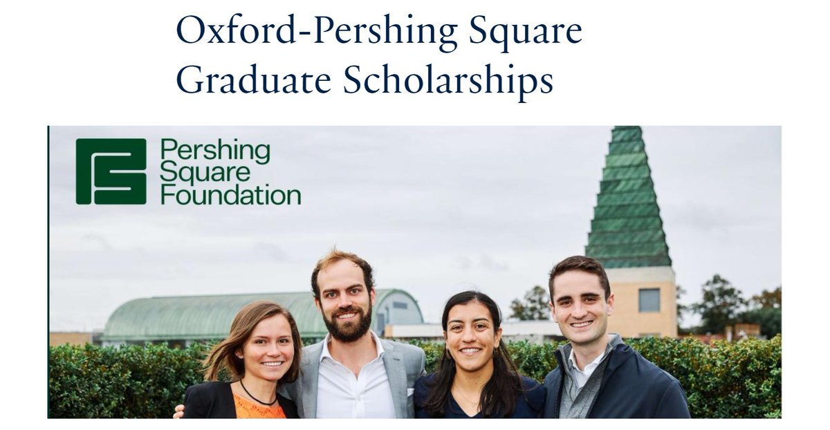 Oxford Pershing Square Scholarships:  The University of Oxford in collaboration with Pershing Square Foundation  is offering international #scholarships to support outstanding students on  their Master's degree