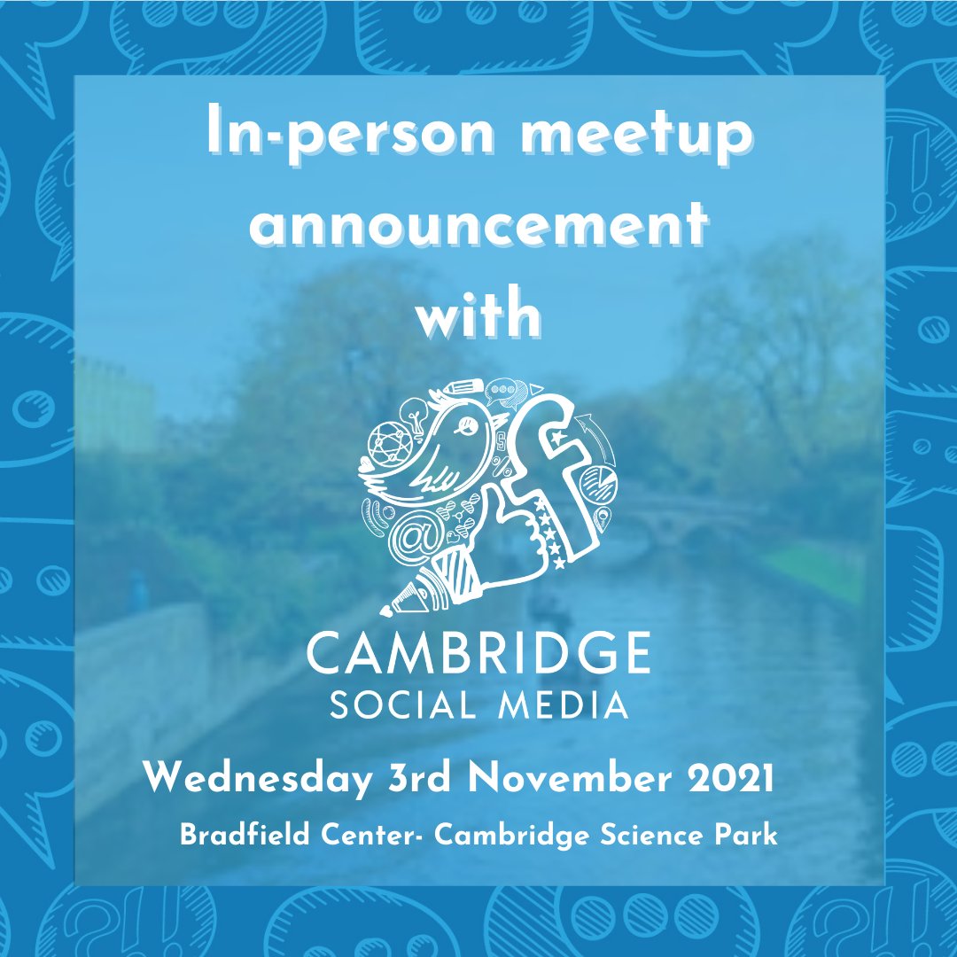 Exciting announcement loading!💙

Our first in-person event since the pandemic 🤩
- Wednesday the 3rd  of November
- Bradfield Centre, Cambridge 
- Late morning/early afternoon

More information is to be announced soon...

#Networing #inpersonnetworking #SocialMedia #community