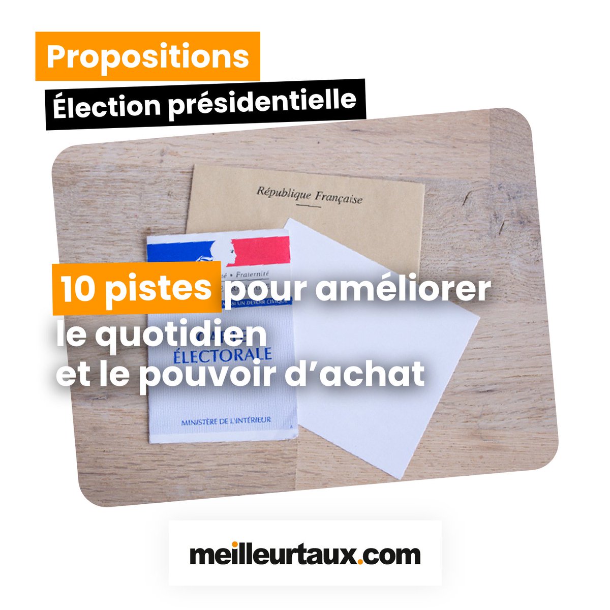 Meilleurtauxcom's tweet photo. Retrouvez 10 propositions pour les candidats à la course à la Présidentielle. Par @moneyvoxfr - @ChipoyMx 
10 idées pour améliorer notre quotidien et notre pouvoir d'achat 👇 

https://t.co/ow2jn9jXei https://t.co/HFzbp0vSIT