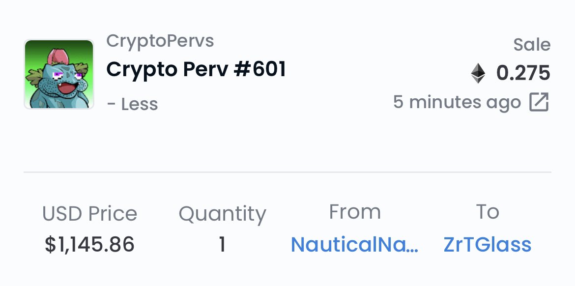 CryptoPervs's tweet photo. Ok a lot going down rn
BABY TOOT sells for 1 ETH!
Ties our highest perv sale in history!
Then the seller buys back in at floor π₯
Pervs on the move π https://t.co/L7eMyo4Dxs