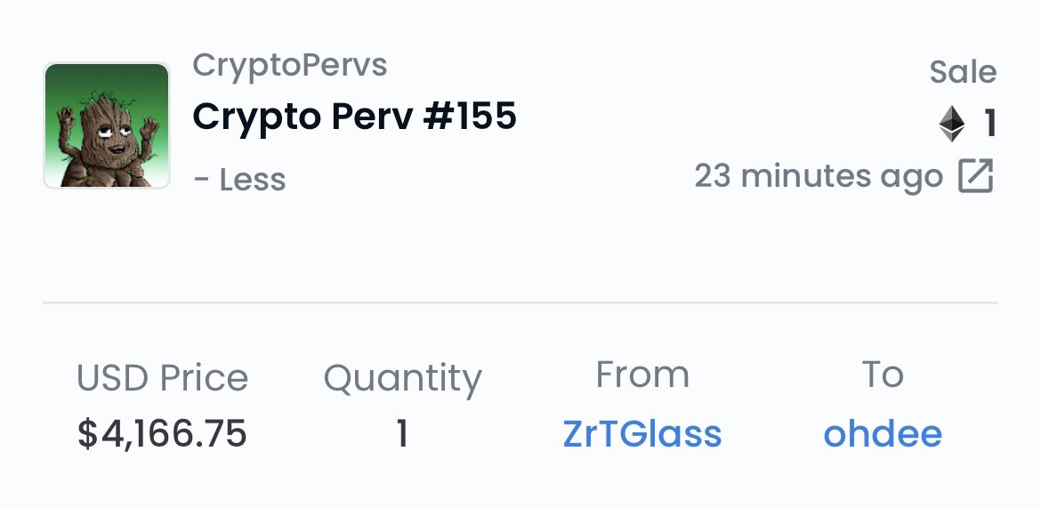 CryptoPervs's tweet photo. Ok a lot going down rn
BABY TOOT sells for 1 ETH!
Ties our highest perv sale in history!
Then the seller buys back in at floor π₯
Pervs on the move π https://t.co/L7eMyo4Dxs