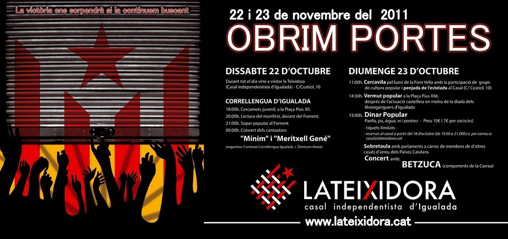 francesctomas's tweet photo. 10 anys de la Teixidora!
Amb l'autogestió, i la perseverança de molts voluntaris, vam anar obrint pas.
Sempre al cor, la lluita continua al Casal popular d'Igualada, @El_Foment https://t.co/vBOHja5A0V