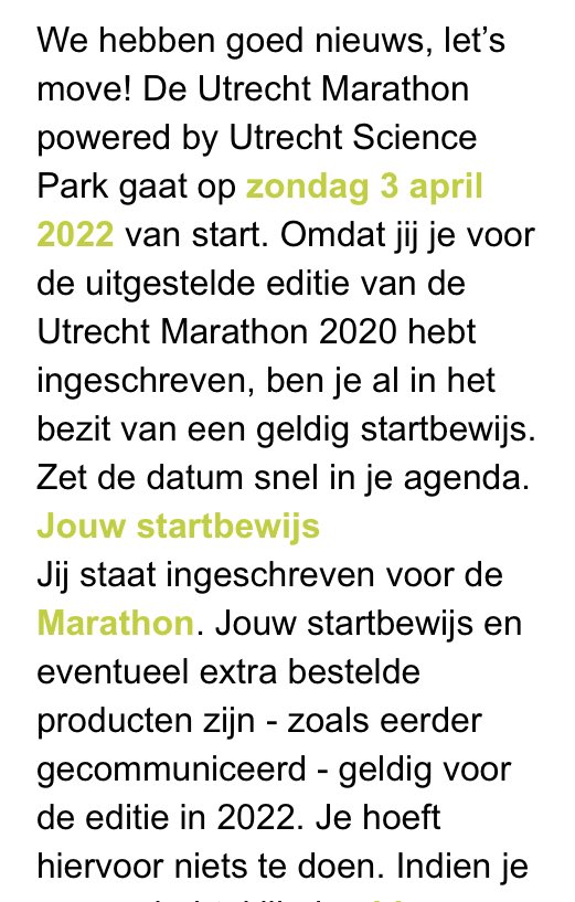 Altijd leuk om e-mail te ontvangen met een boodschap die je eigenlijk was vergeten.. nu maar weer trainen #marathon #uitdaging #utrecht #hardlopen <a href="/UtrechtMarathon/">Utrecht Marathon powered by Utrecht Science Park</a>