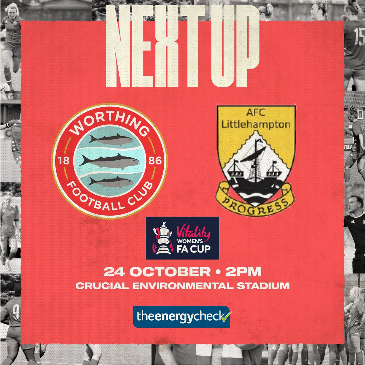 Worthing FC Women (@worthingfcwomen) on Twitter photo 🔜 It’s Friday…time to start planning your football filled weekend!
Two big games at The Crucial Environmental Stadium as the men host <a href="/LewesFCMen/">Lewes FC Men</a> tomorrow and we host <a href="/AFCLALadies/">AFC Littlehampton Ladies</a> on Sunday as we look to progress in the @VitalityWFACup 🏆
Bring it on 👊
#WeAreWorthing 🐟🔴 🔜 It’s Friday…time to start planning your football filled weekend!
Two big games at The Crucial Environmental Stadium as the men host <a href="/LewesFCMen/">Lewes FC Men</a> tomorrow and we host <a href="/AFCLALadies/">AFC Littlehampton Ladies</a> on Sunday as we look to progress in the @VitalityWFACup 🏆
Bring it on 👊
#WeAreWorthing 🐟🔴