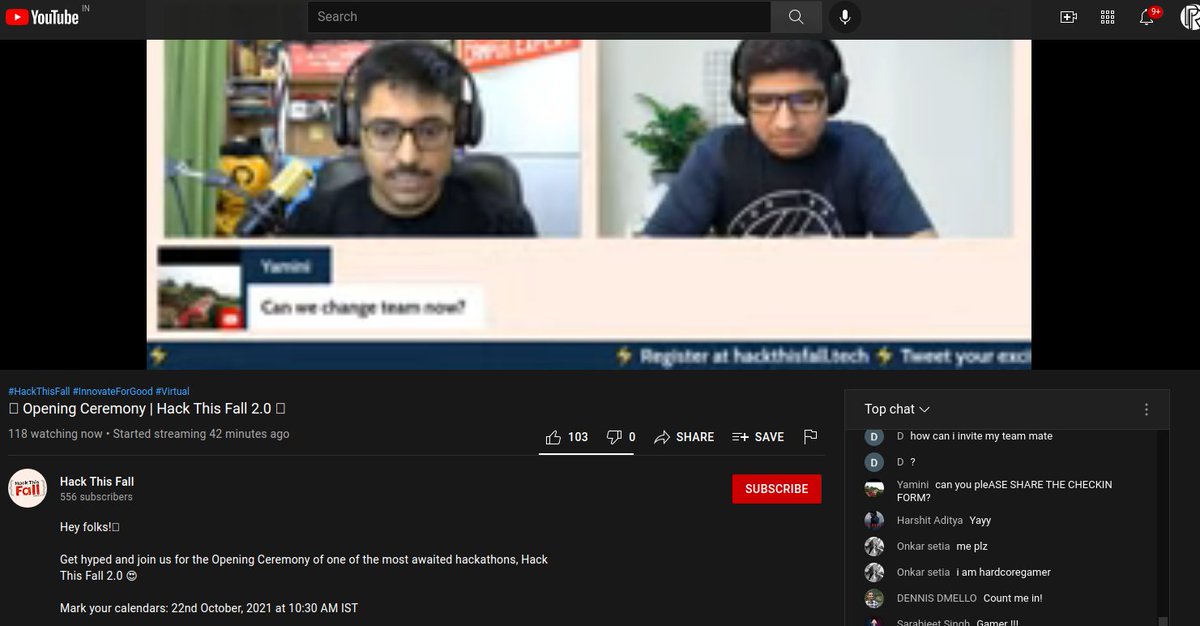 Join for live session of #HackThisFall2.0 on youtu.be/odV-eeqM3Jw