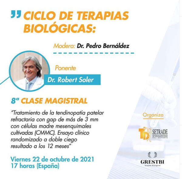 SportMeSevilla's tweet photo. Hoy viernes 22 de octubre a las 17h, tendrá lugar la 8ª Clase del Ciclo de Terapias Biológicas, en esta ocasión contaremos con el Dr. Robert Soler, Fundador Co-Director del Institut de Teràpia Regenerativa Tissular (ITRT).INSCRÍBETE https://t.co/QojwB0xxRw
#celulasmadre #setrade https://t.co/JWaIijrU49